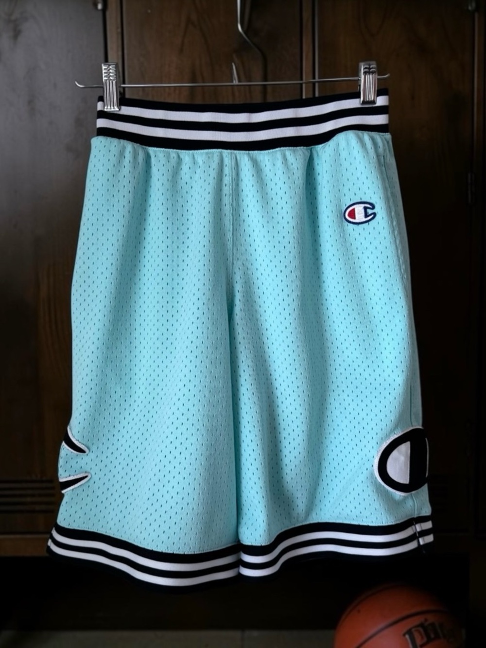 CHAMPION Rec Mesh Basketball Shorts Small Turquoise Sea Green Retro VTG Style
